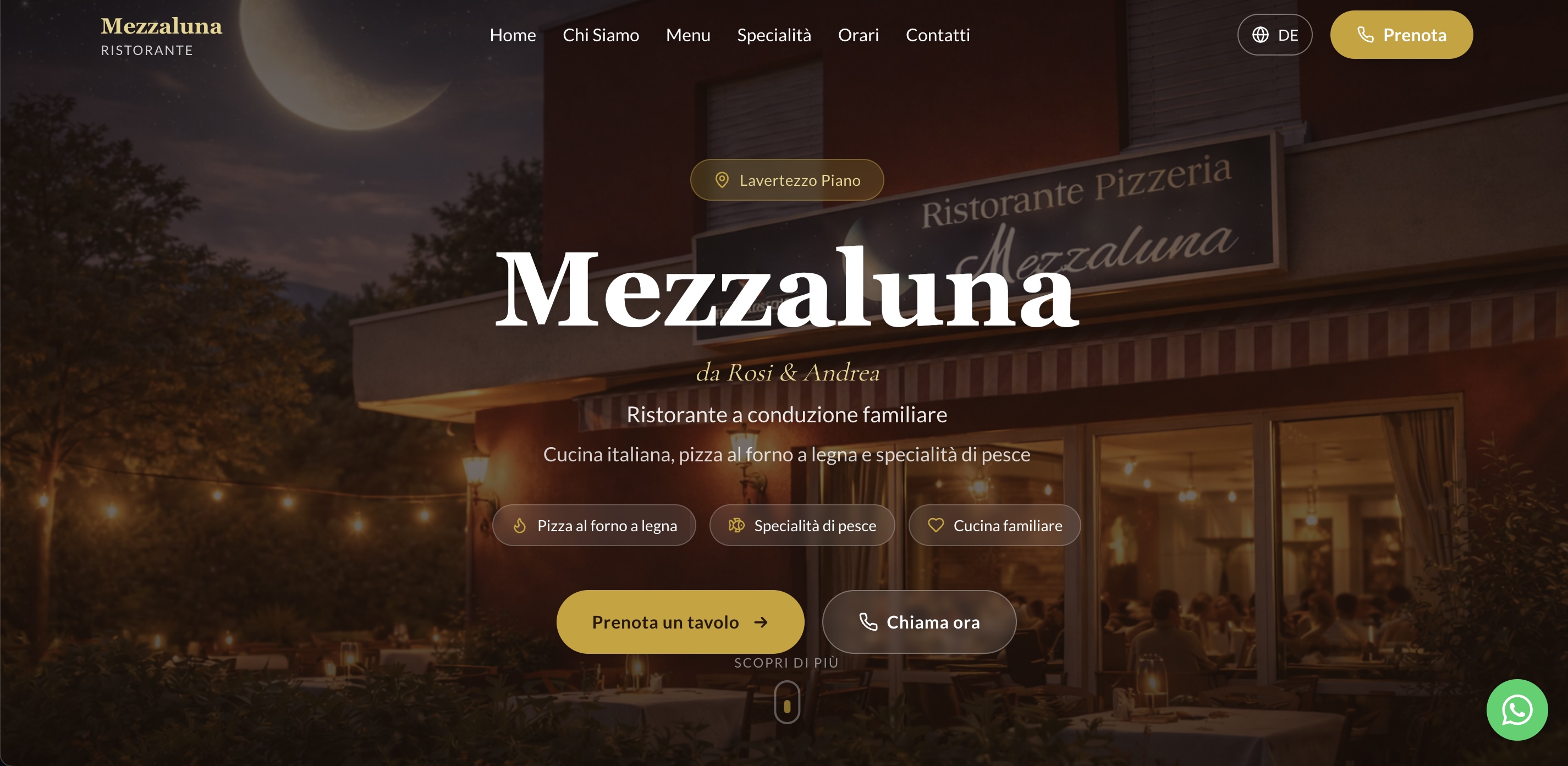 Mezzaluna Ristorante - Desktop